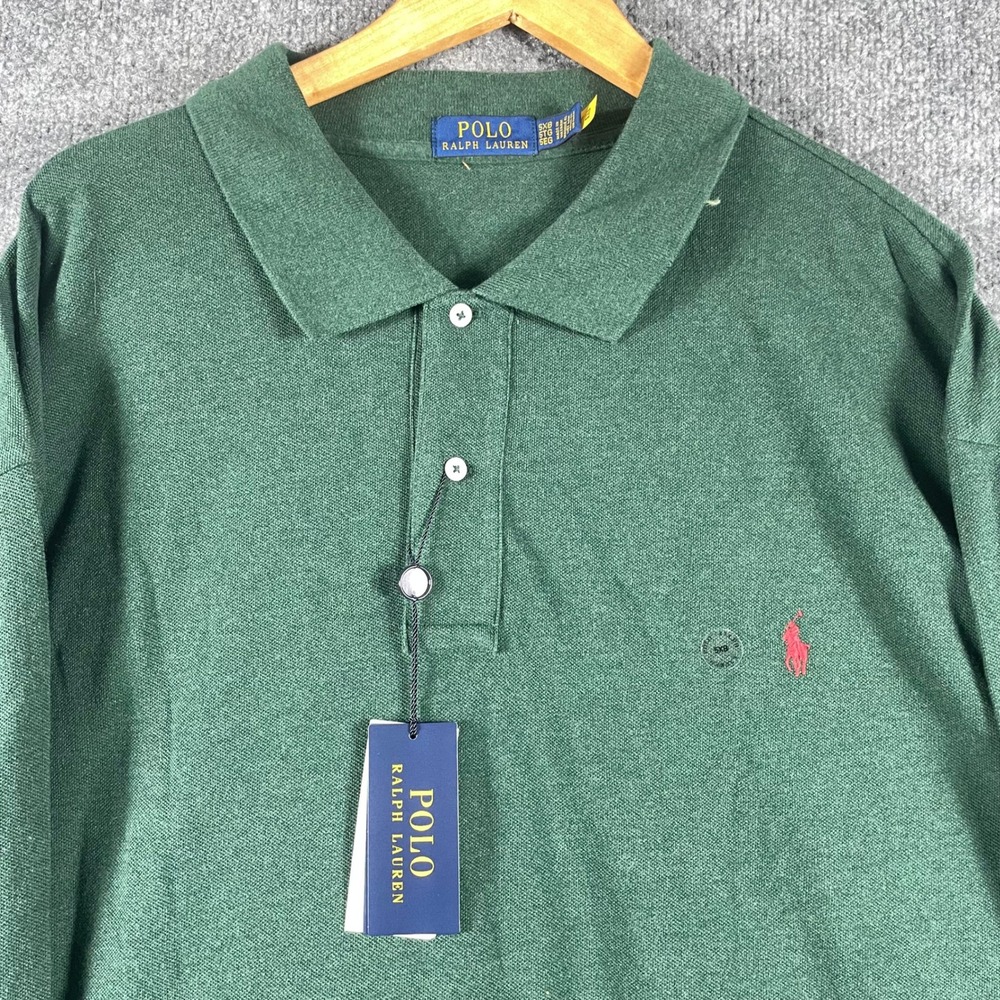 Polo Ralph Lauren Polo Shirt Mens 5XB Green Long Sleeve Pony Preppy Luxury New